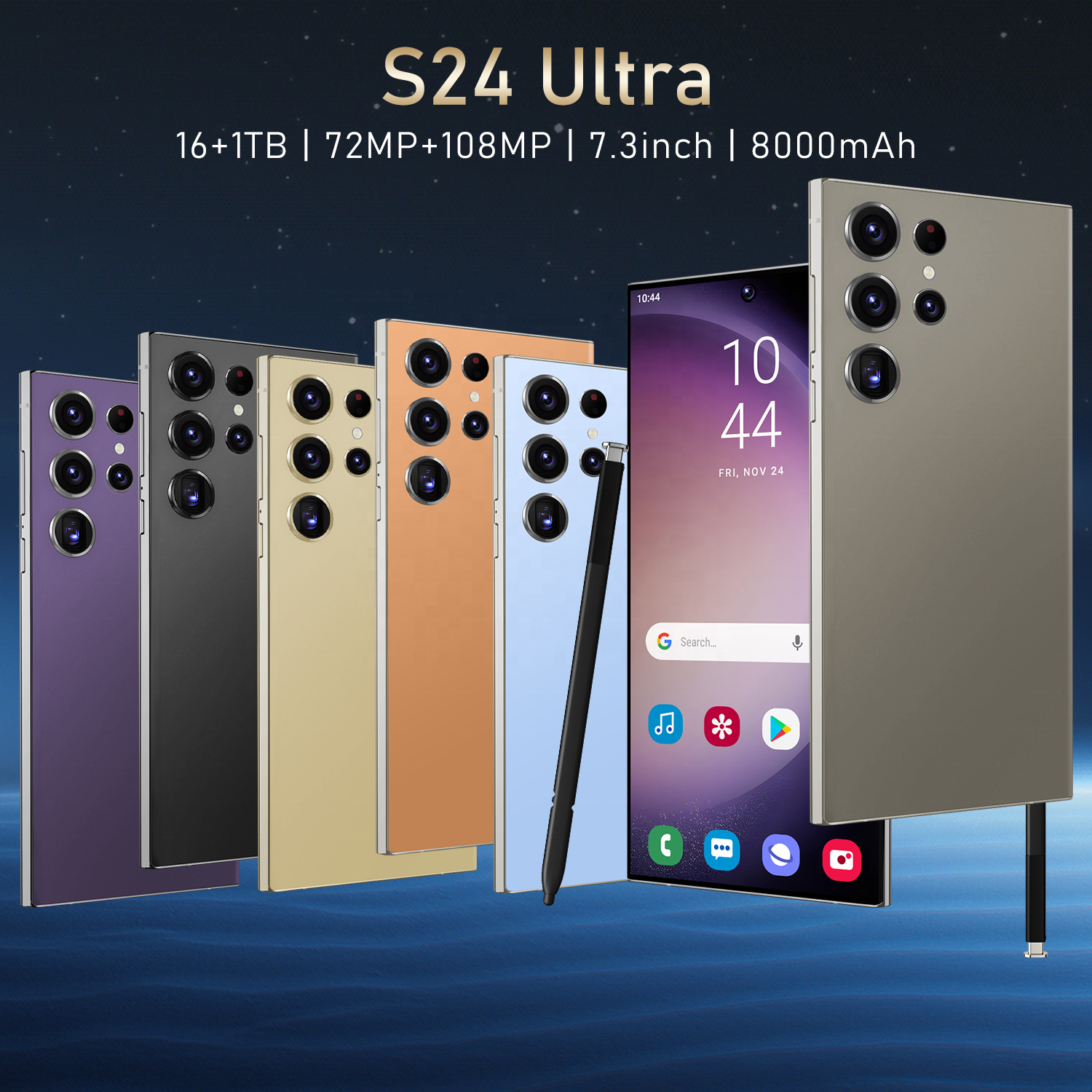 Hot selling 5G smartphone S24 Ultra telephone 7.3 inch android phones unlocked 16G+1TB cellphone mobile phones 4G 5G